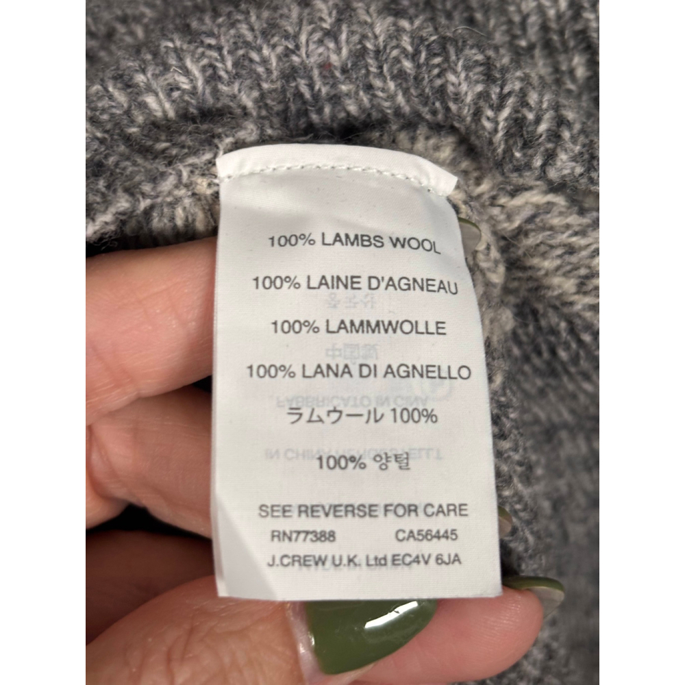 J Crew Herringbone Sweater Chevron Pullover Knit Lambswool Raglan Sleeve Gray L - Picture 8 of 11